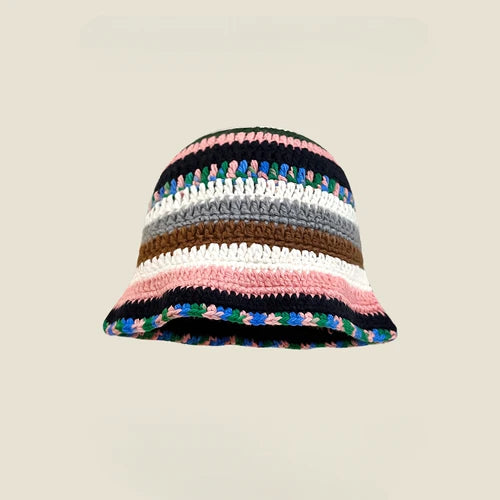 Dopamine Autumn Crochet Panama Cap Korean Handmade Bucket Hats
