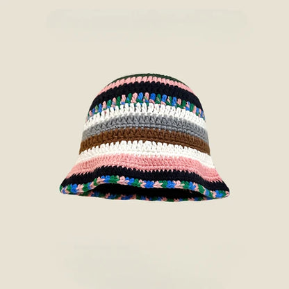 Dopamine Autumn Crochet Panama Cap Korean Handmade Bucket Hats