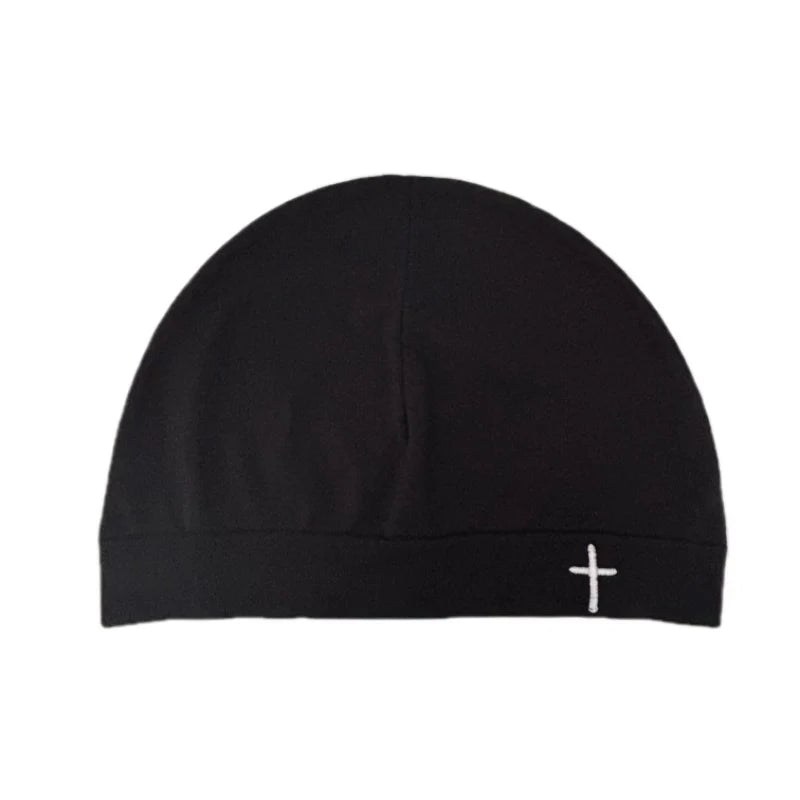 Cross Embroidered Skull Cap Thin Beanie Soft Breathable Stretch Hat For Men, Women
