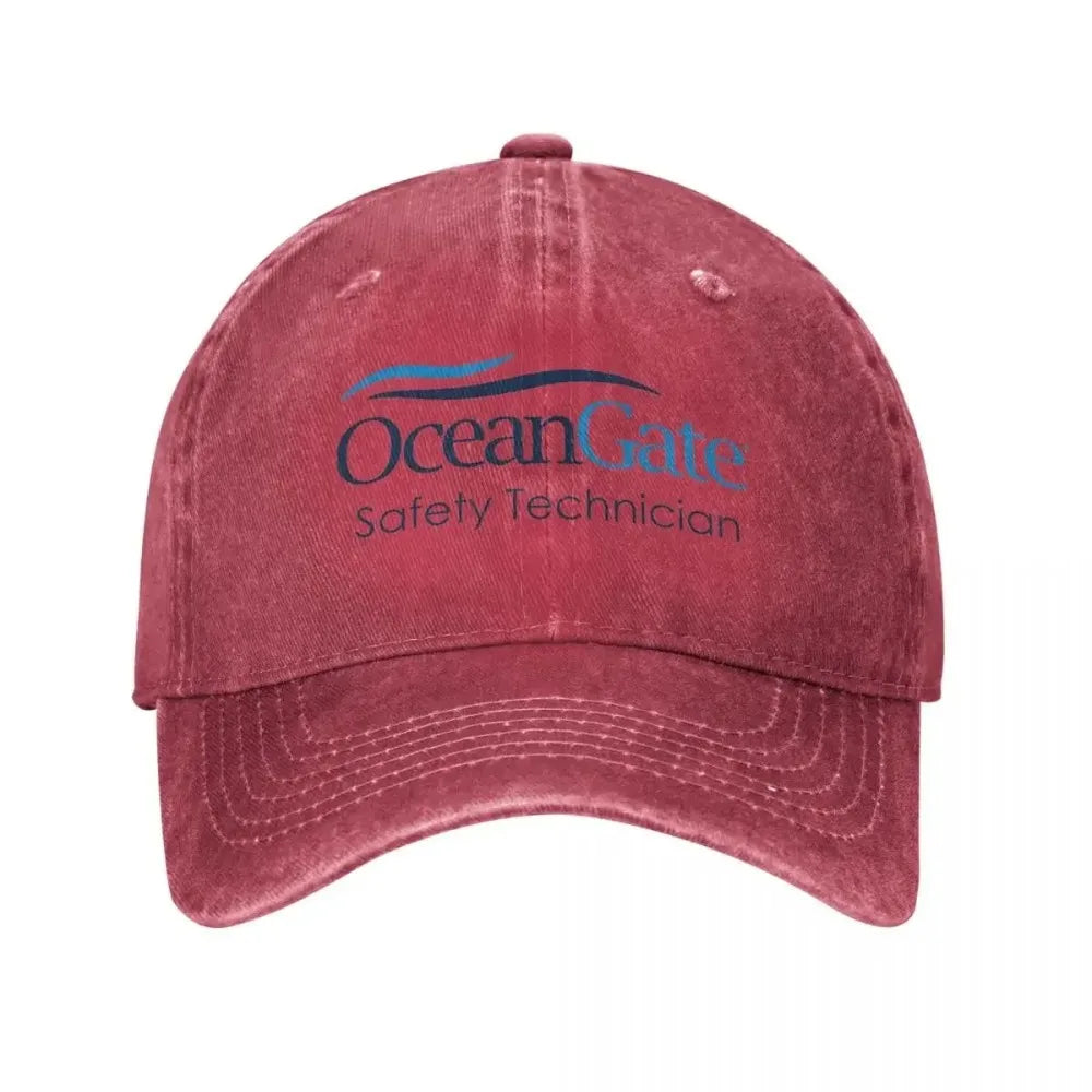 Vintage OceanGate Safety Technician Baseball Cap Unisex Style Distressed Washed Headwear Outdoor All Seasons Travel Hats Cap