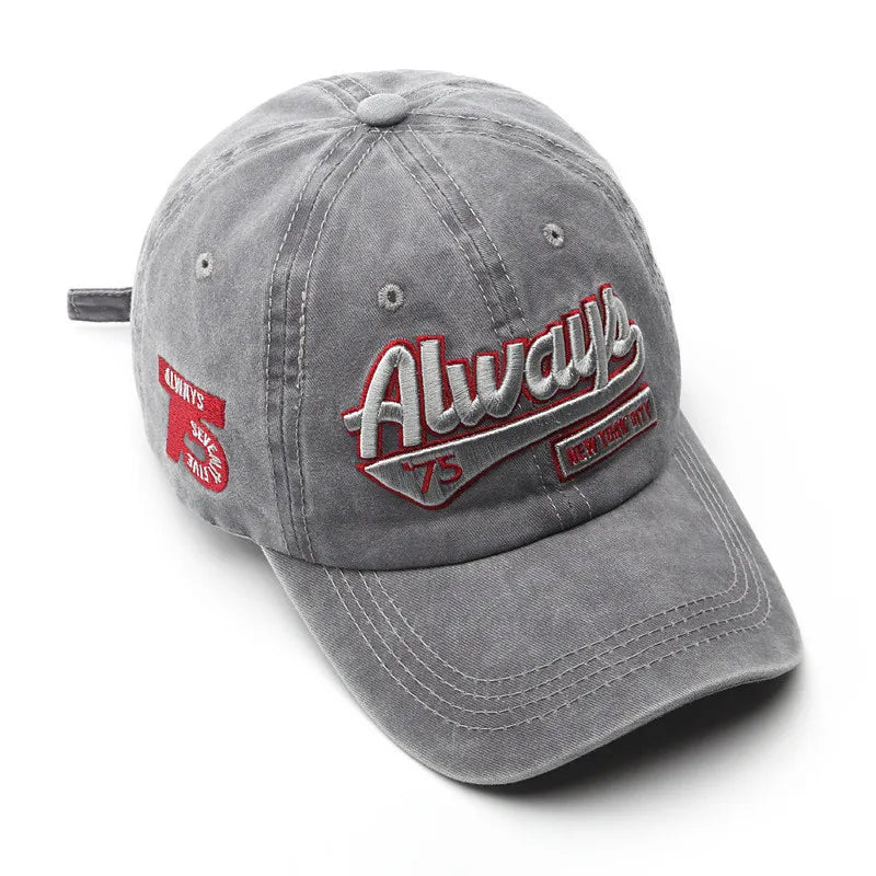 Retro Baseball Cap With 3D Embroidery “Always” – Unstructured Distressed Hat