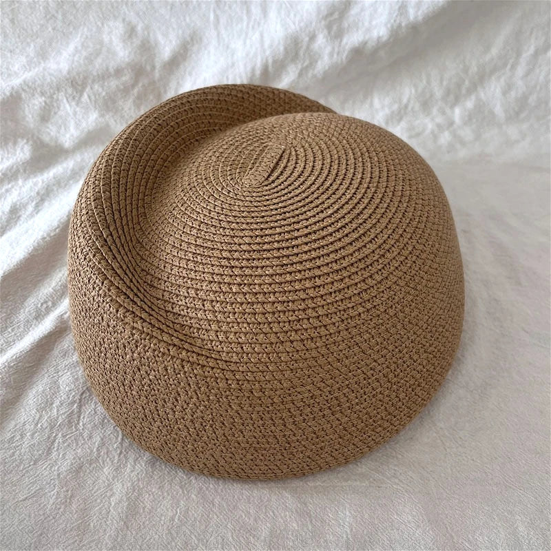 2026 Fashion Straw Beret Hat Summer Fedora Sun Cap