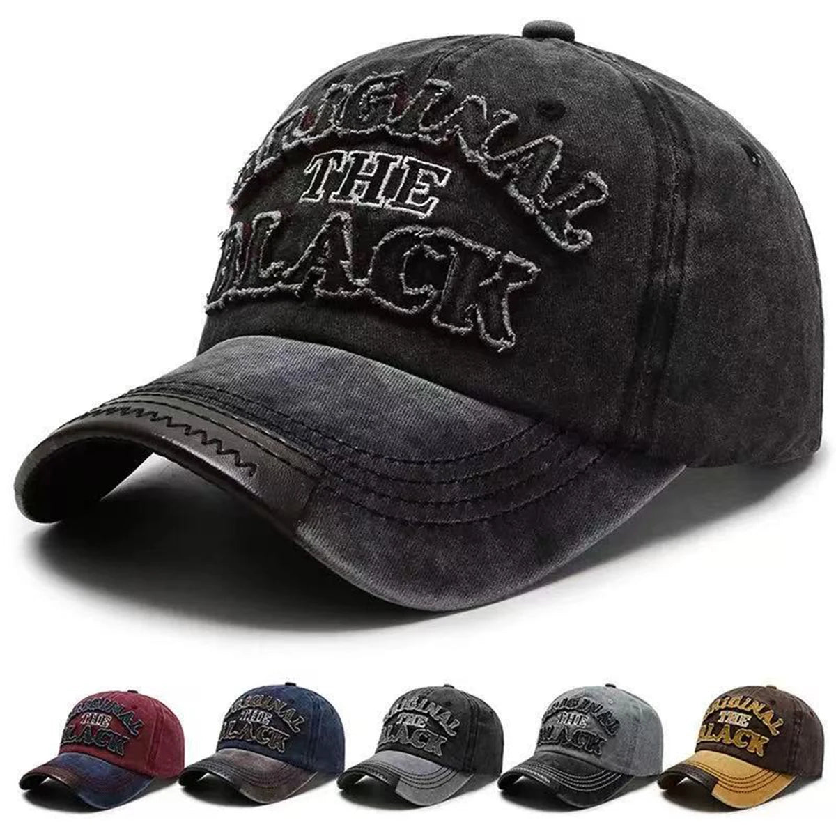 Unisex The Black Water Wash Embroidery Baseball Caps Spring Autumn Sports Cap