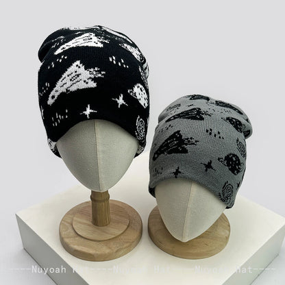 New Men Women Interesting Rocket Planet Jacquard Knitted Hats