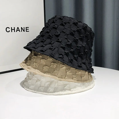 Stylish Niche Bubble Check Fisherman Hat Bucket Hat