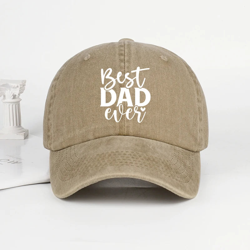 “Best Dad Ever” Printed Vintage Washed Baseball Cap