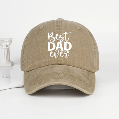 “Best Dad Ever” Printed Vintage Washed Baseball Cap