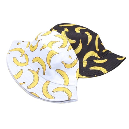 Summer Spring Thin Shade Banana Print Cotton Polyester Soft Bucket Hat