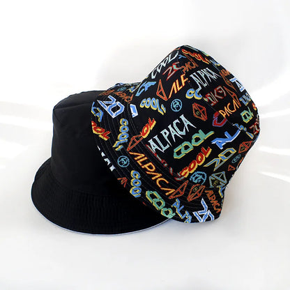 Street Graffiti Men's Bucket Hat Double-Sided Hip Hop Outdoor