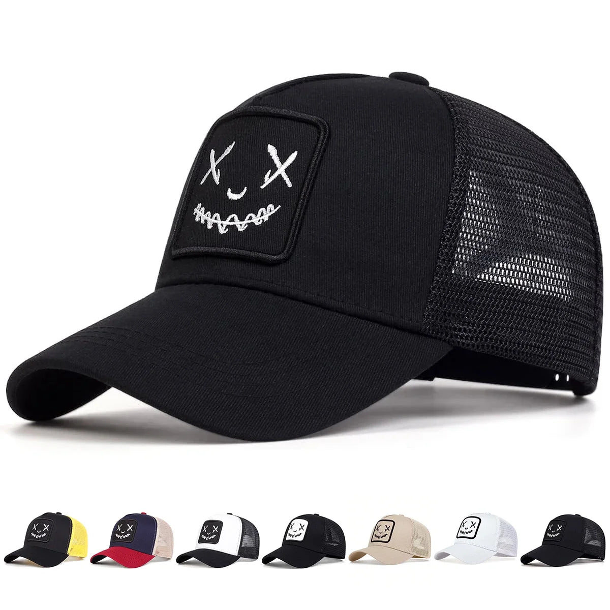 Men Women Smile Face Embroidery Baseball Caps Cotton