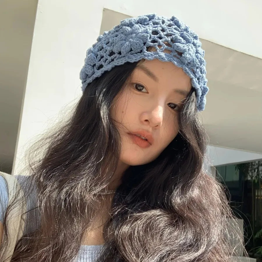 Women's Hats Y2k Caps Haze Blue Pile Pile Cap Sweet Cool Cap