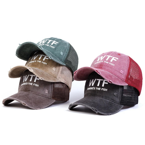 Unisex Wtf Letter Embroidery Wash Baseball Net Caps Hip Hop Cap Spring Summer