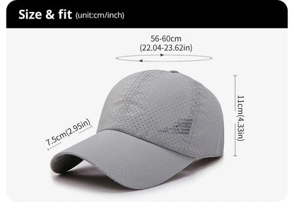 Quick Dry Baseball Cap Outdoor Sports Mesh Breathable Hat Portable Hiking Fishing Sunbonnet Golf Adjustable Cap