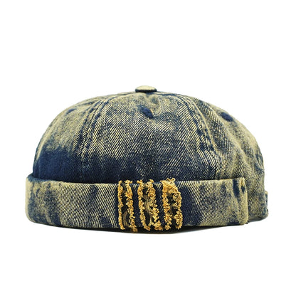 Retro Denim Docker Cap Splicing Style Brimless Caps