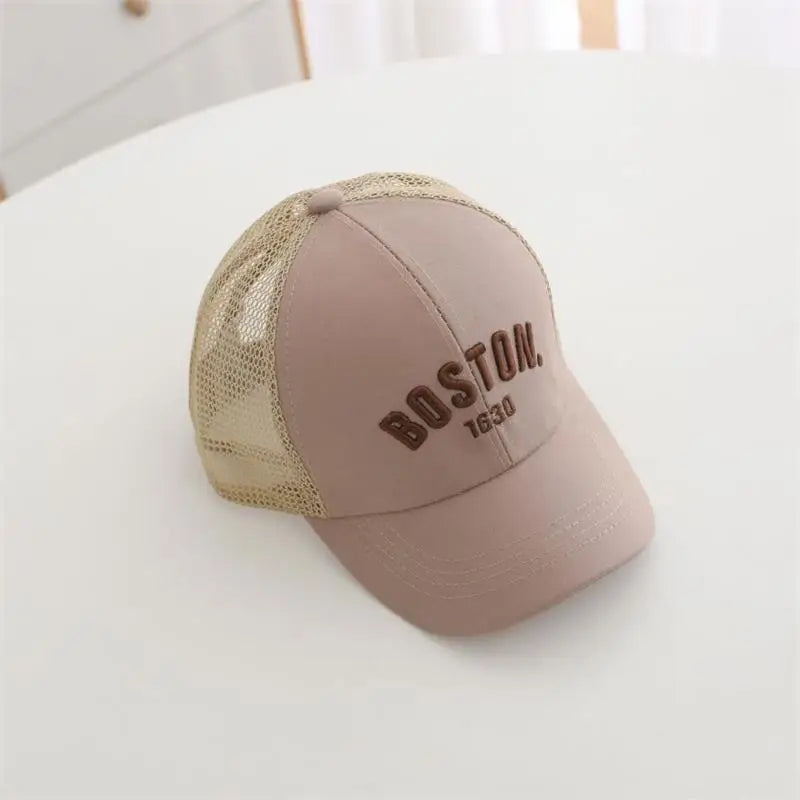 Summer Baby Mesh Baseball Cap Letter Embroidery Kids Peaked Hat For Boy Girl Solid Color Breathable Children Sun Hats