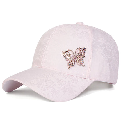 Trendy Rhinestone BlingBling Butterfly Print Baseball Cap