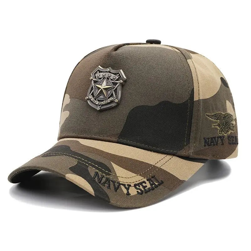 Metallic Camo Baseball Cap Men Army Green Star Pattern Tall Crown