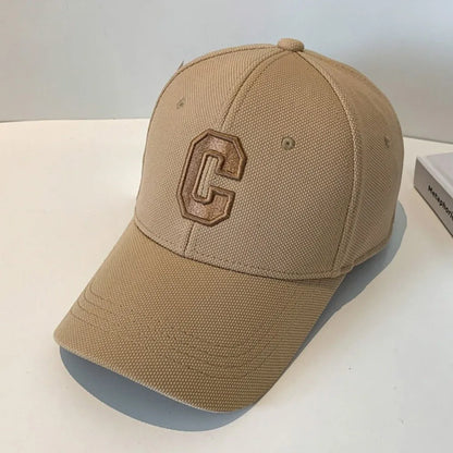 Sun Protection Adjustable Baseball Caps C Letter Embroidered Breathable Soft Top Caps
