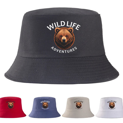 Wild Life Bear Print Bucket Hat Outdoor Sun Cap Men Women