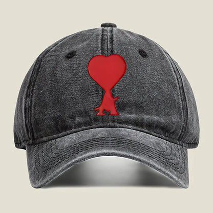 Red Heart Embroidery Washed Baseball Cap