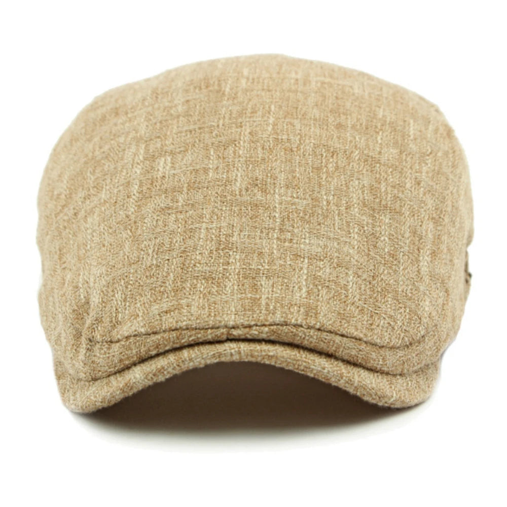 Men Beret Women Spring Summer Hat Breathable Linen Ivy Flat Cap