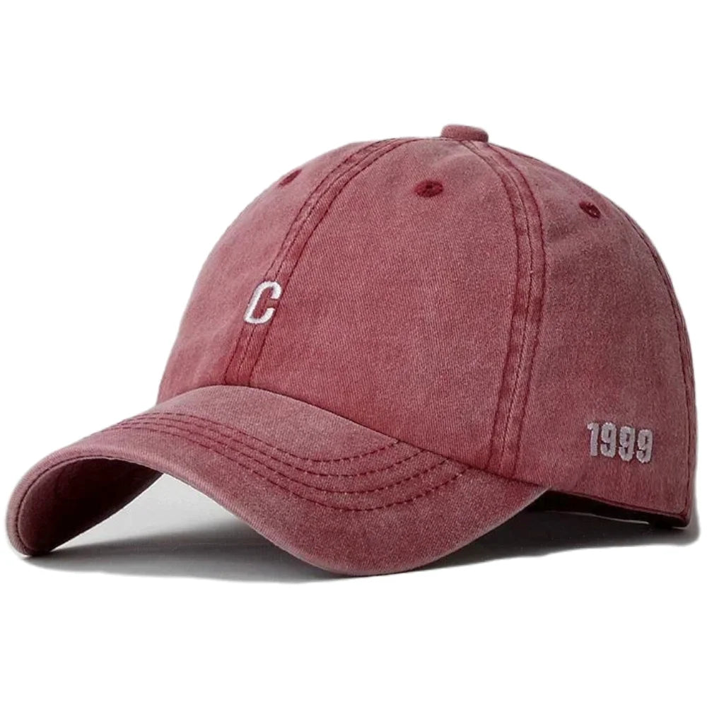 Unisex Washed Cotton Cap Letter C Embroidery Baseball Cap For Men Women