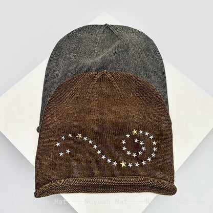 New Men Women American Retro Rivet Stars Knitted Hats