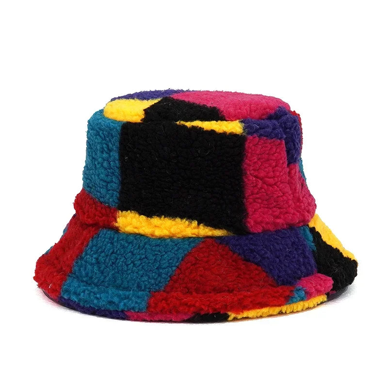 2024 New Winter Bucket-Hats Fluffy Fur Men Women Panama Hat