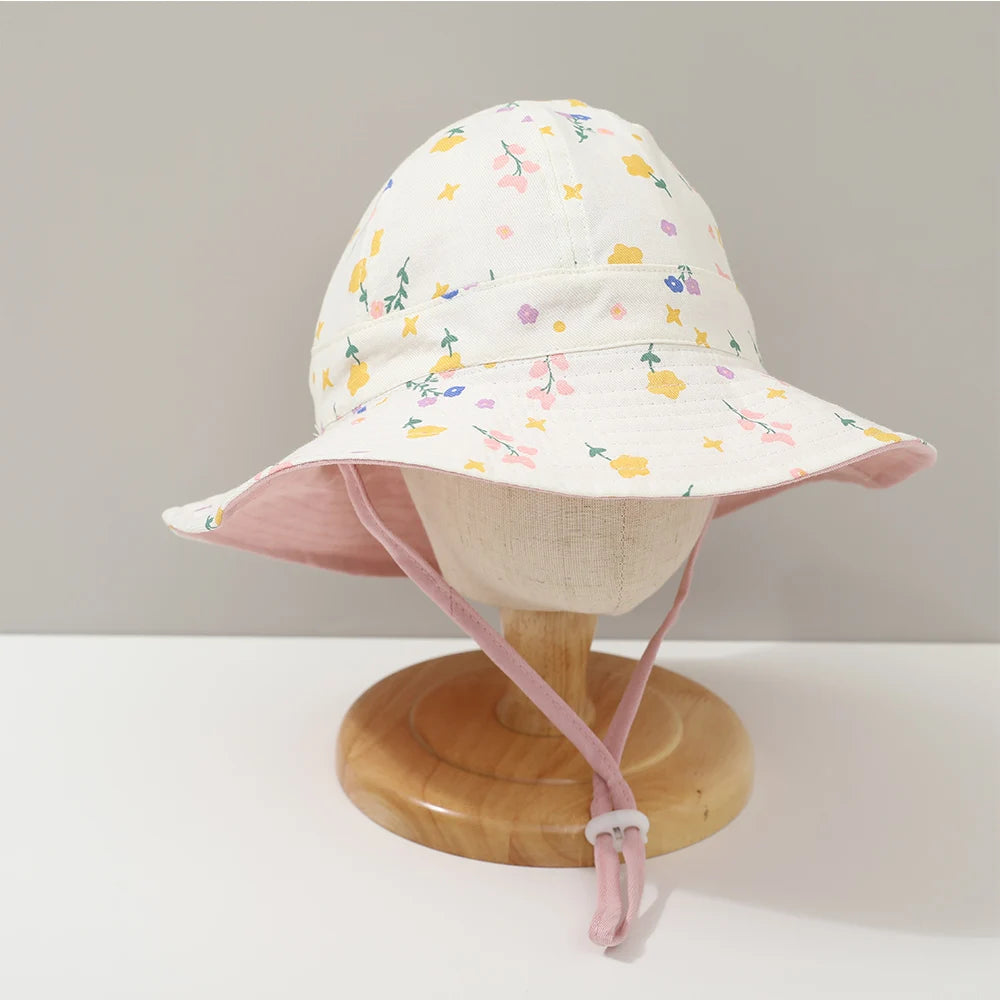 Flower Double Sided Children Bucket Hats Summer Baby Hat
