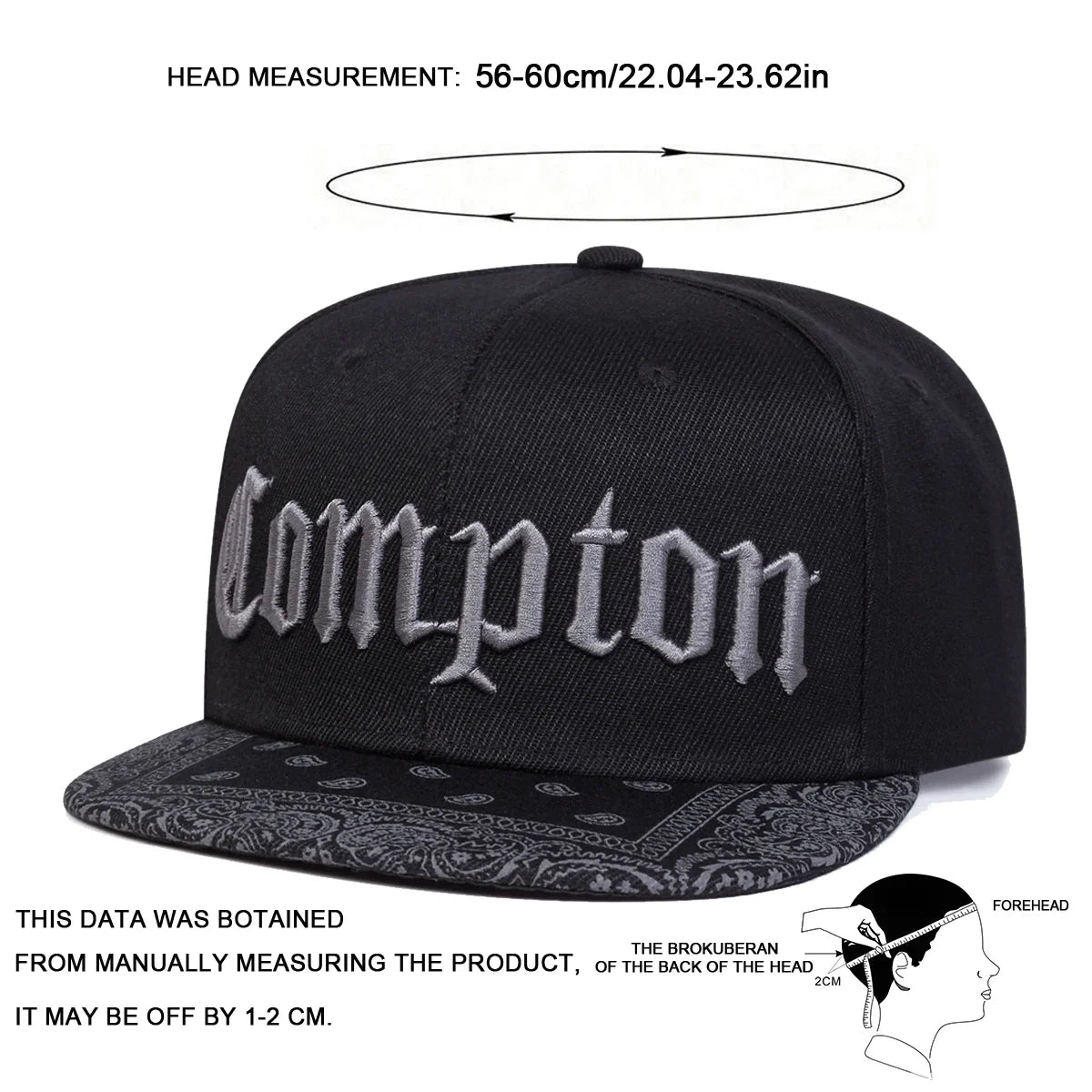 Unisex Compton Letter Embroidery Baseball Hats Spring Autumn