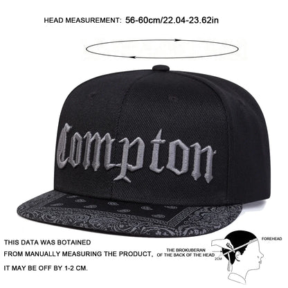 Unisex Compton Letter Embroidery Baseball Hats Spring Autumn