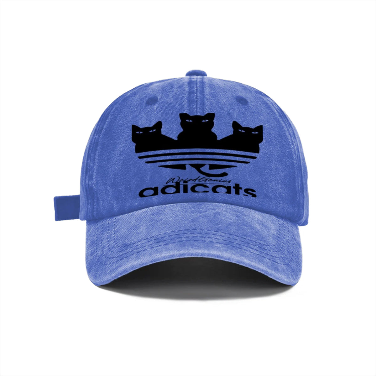 Vintage Washed Baseball Cap Unisex Distressed Snapback Hat Grey Three Black Cats Embroidery Adjustable Dad Hat Streetwear