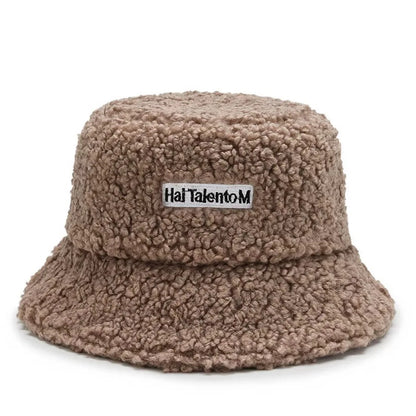 Lambswool Unisex Bucket Hats For Women Men Winter