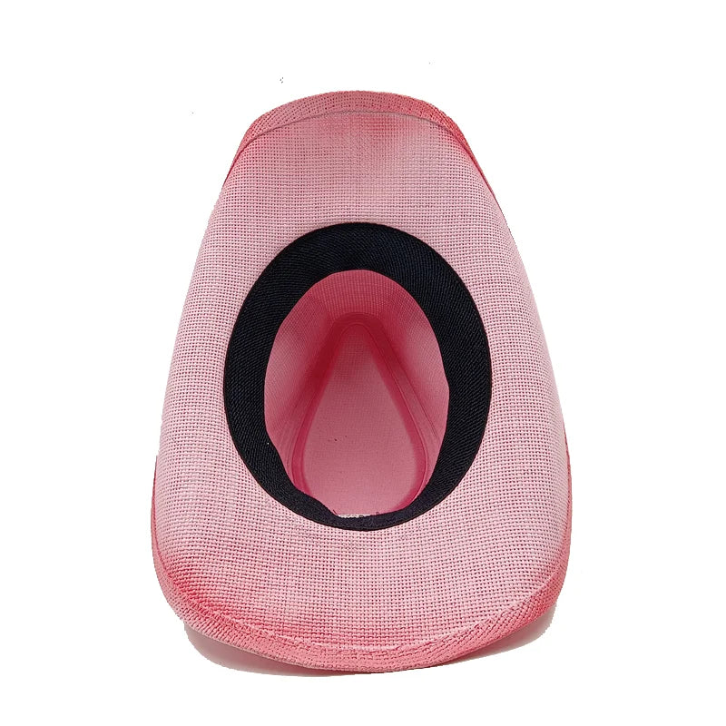 Western Thick Cowboy Hat Retro Pink Gradient Straw Hat