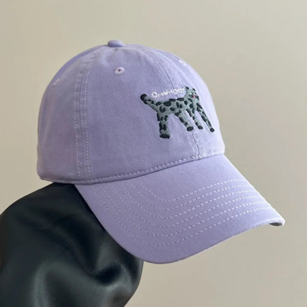 Retro Embroidered Embroidery Baseball Cap Spotted Cat Peaked Cap