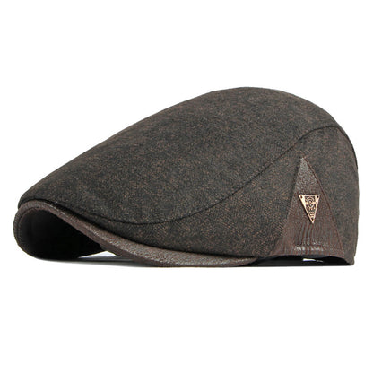 British Retro Beret Hat For Men Winter Thick Warm Woolen Newsboy Cap