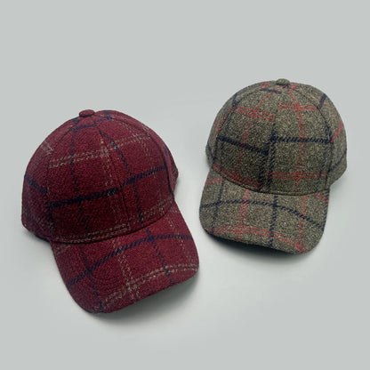 British Style Hardtop Retro Plaid Baseball Hats New Men Women