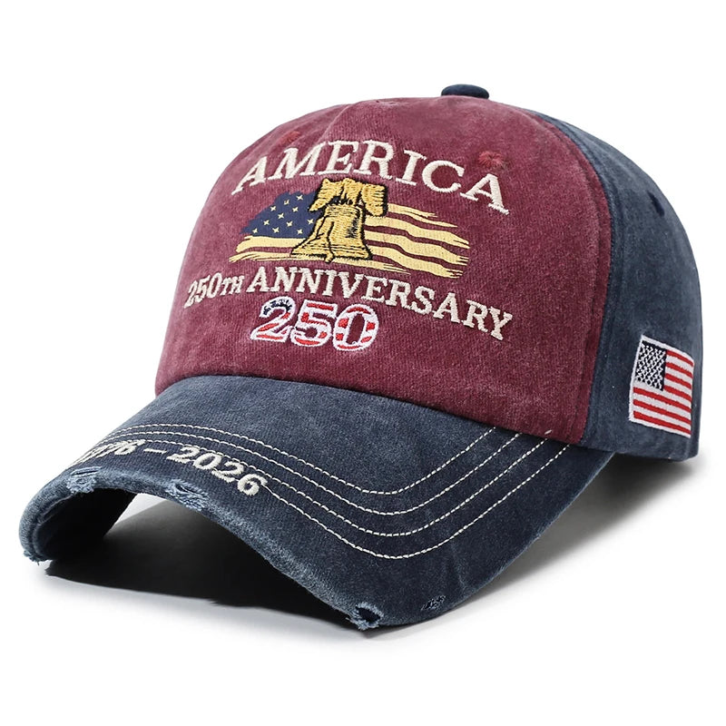 Vintage Unisex USA 250th Anniversary Embroidered Baseball Cap