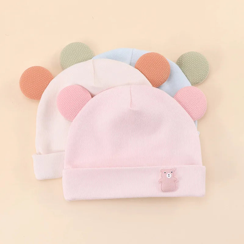 Cartoon Cute Solid Color Baby Beanies Spring Autumn Cotton Soft Head