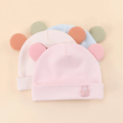 Cartoon Cute Solid Color Baby Beanies Spring Autumn Cotton Soft Head