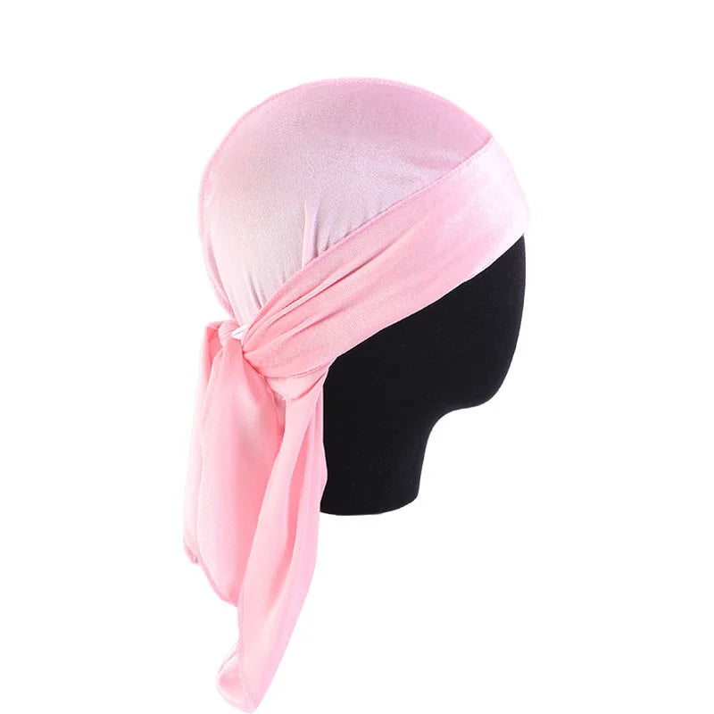 New Unisex Velvet Durags Bandana Turban Hat Men Women Breathable Long Tail