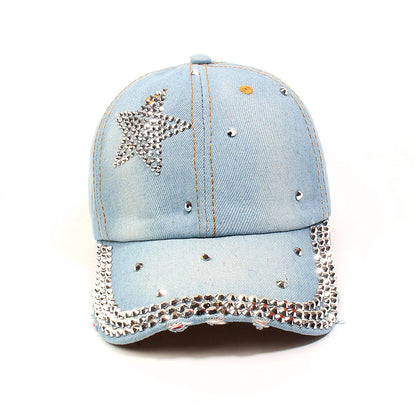 Baseball Cap Rhinestone Denim Men Women