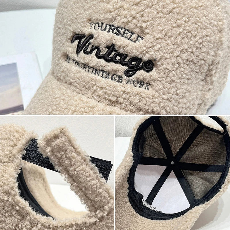 Letter Embroidery Autumn Winter Baseball Caps for Women