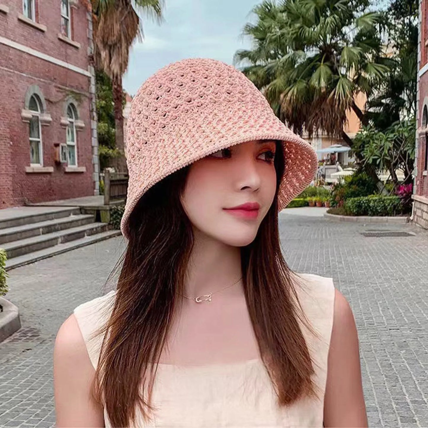 Summer Women Bucket Hat Hollow Out Thin Breathable Sun Hat