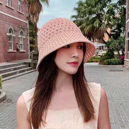 Summer Women Bucket Hat Hollow Out Thin Breathable Sun Hat