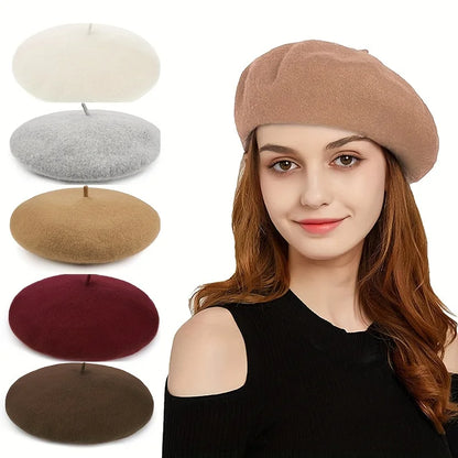 Women's Classic Beret Hat, Fall Winter Vintage Painter Hat