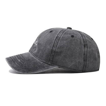 Washed Cotton Wave Embroidered Baseball Cap