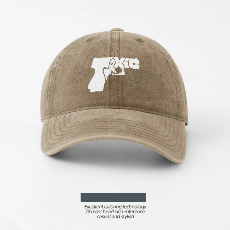 Graffiti Letter Graphic Washed Canvas Baseball Cap Vintage Adjustable Sun Hat