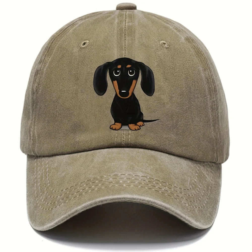 1pc Unisex Dog Embroidery Baseball Cap Outdoor Sport Washed