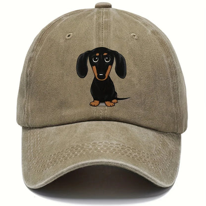 1pc Unisex Dog Embroidery Baseball Cap Outdoor Sport Washed